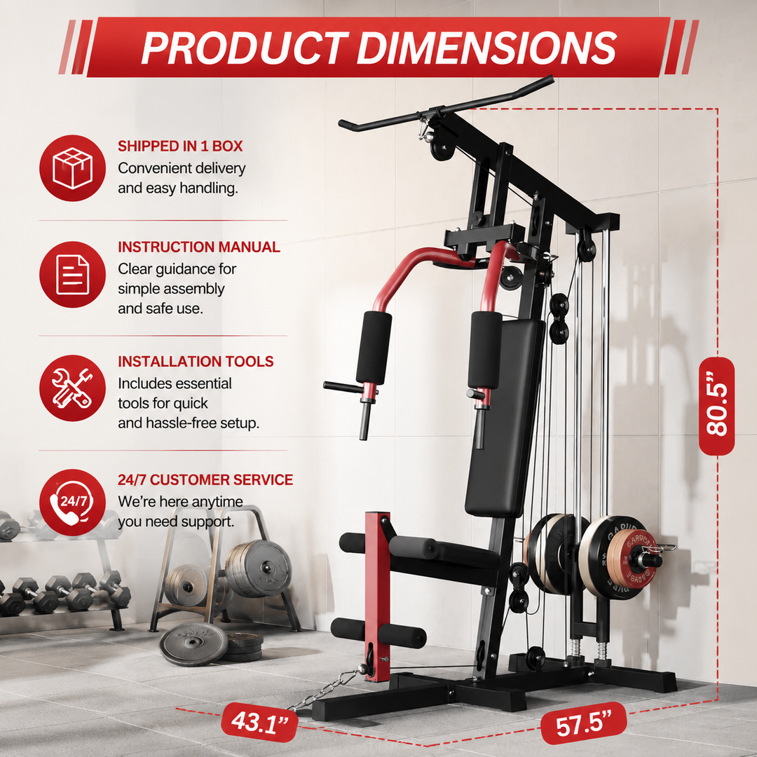 Premium Home Gym Machine Full Body Strength Training Equipment Chest Press LAT Pulldown Leg Extension Cable System Multifunction Workout Station