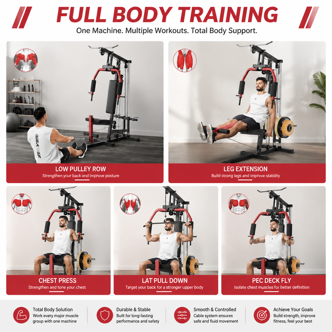 Premium Home Gym Machine Full Body Strength Training Equipment Chest Press LAT Pulldown Leg Extension Cable System Multifunction Workout Station