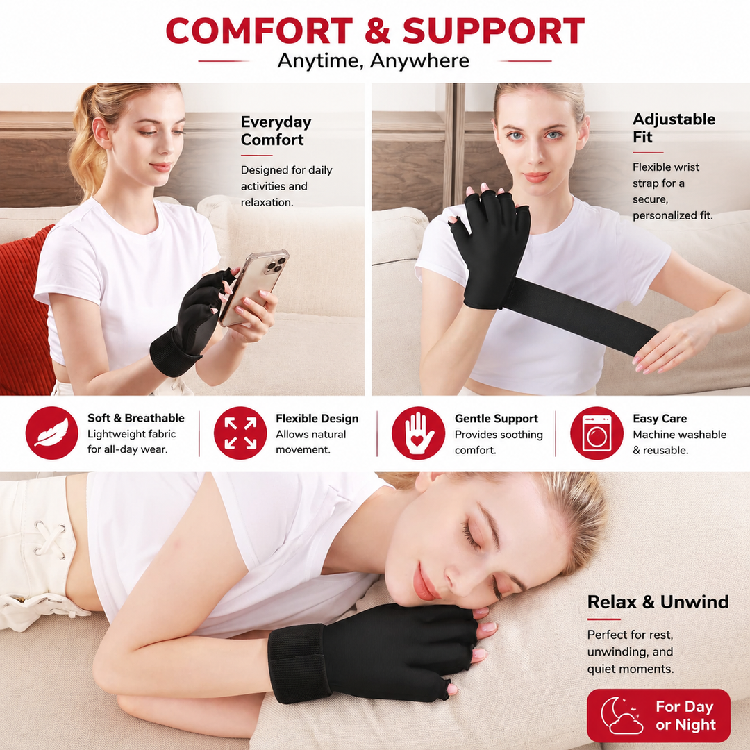 Premium Hot Cold Therapy Gloves Gel Compression Gloves Adjustable Wrist Strap Open Finger Ice Heat Pack Hand Support Reusable Therapy Gloves