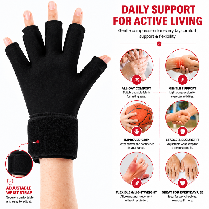 Premium Hot Cold Therapy Gloves Gel Compression Gloves Adjustable Wrist Strap Open Finger Ice Heat Pack Hand Support Reusable Therapy Gloves
