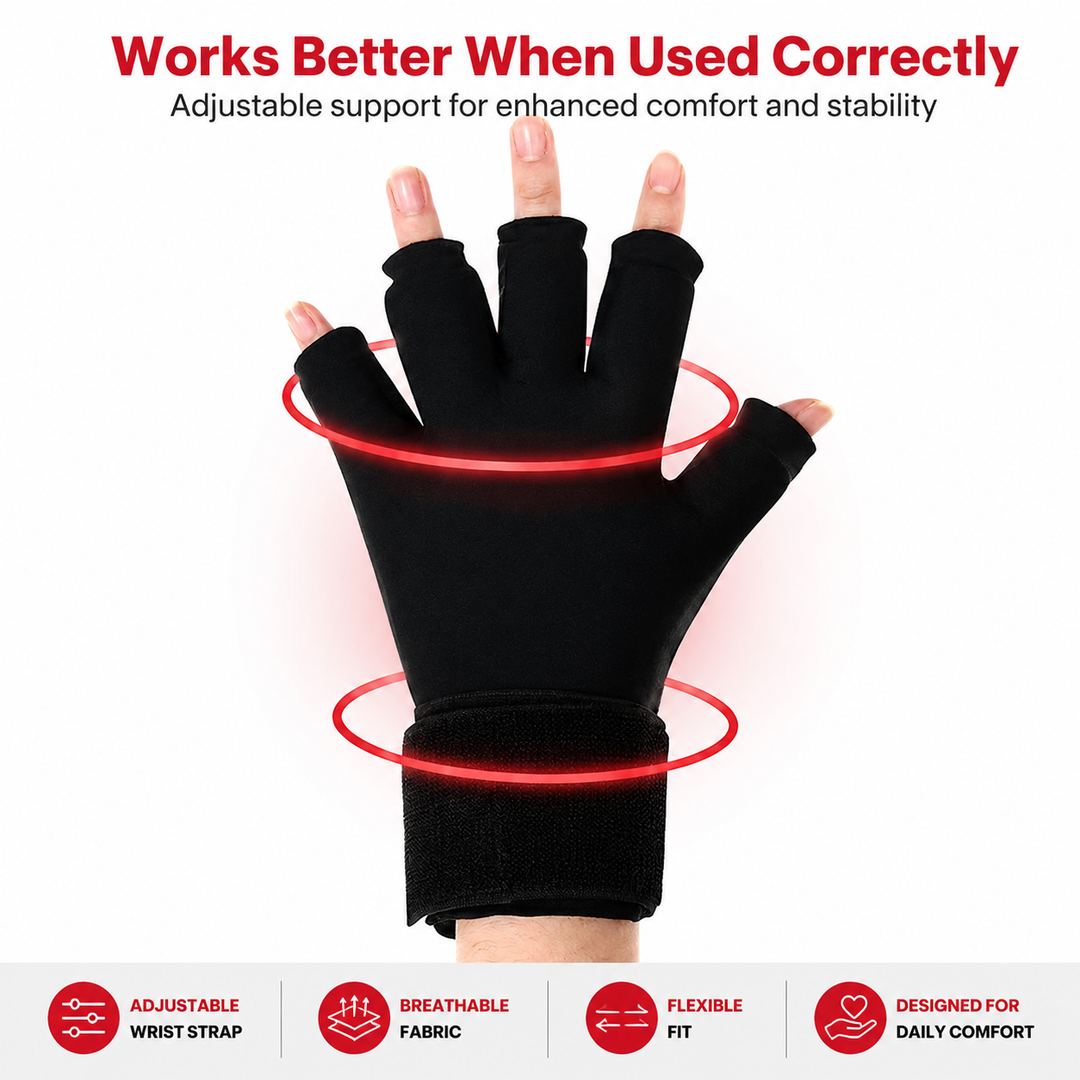 Premium Hot Cold Therapy Gloves Gel Compression Gloves Adjustable Wrist Strap Open Finger Ice Heat Pack Hand Support Reusable Therapy Gloves