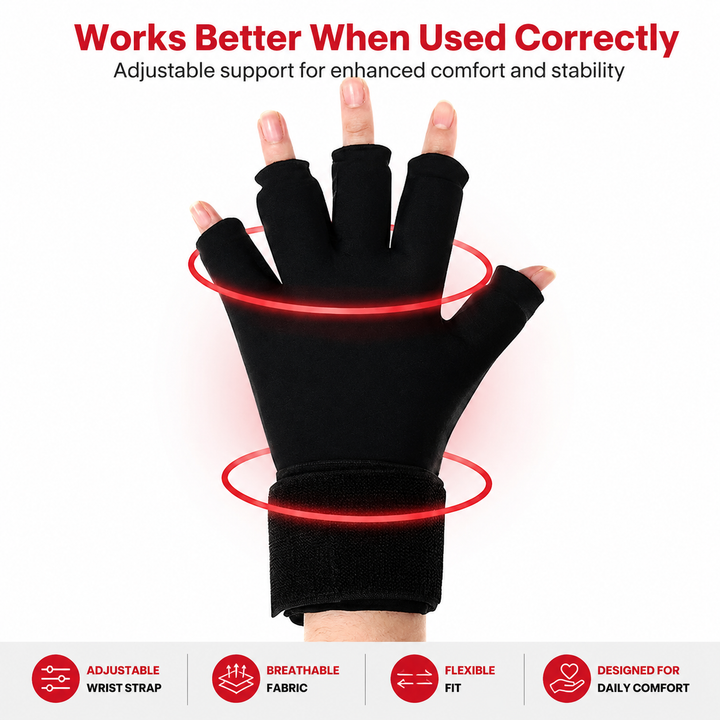 Premium Hot Cold Therapy Gloves Gel Compression Gloves Adjustable Wrist Strap Open Finger Ice Heat Pack Hand Support Reusable Therapy Gloves