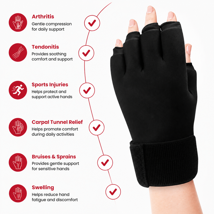 Premium Hot &amp; Cold Therapy Gloves Reusable Gel Hand Wrist Compression Gloves Arthritis Relief Carpal Tunnel Tendon Support Adjustable Open Finger Design