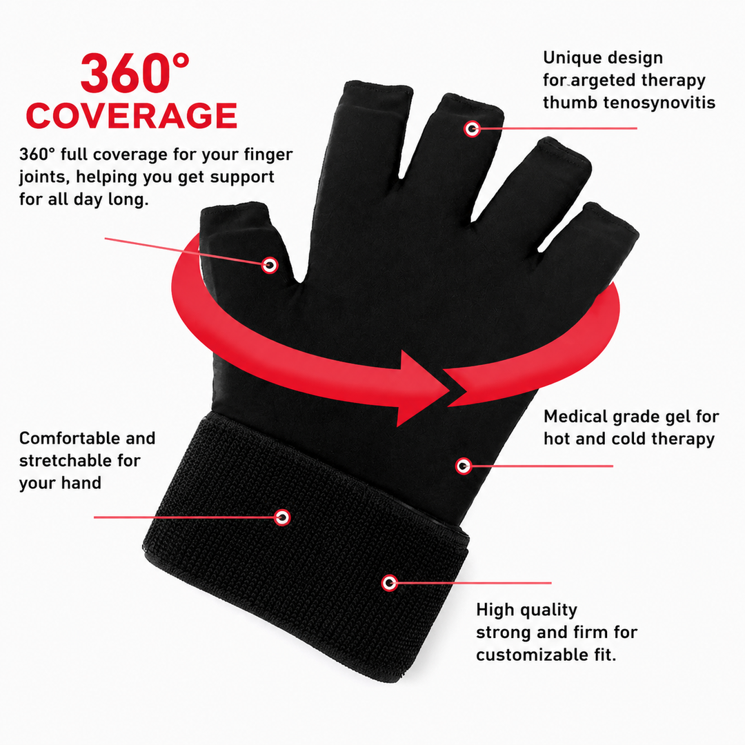 Premium Hot &amp; Cold Therapy Gloves Reusable Gel Hand Wrist Compression Gloves Arthritis Relief Carpal Tunnel Tendon Support Adjustable Open Finger Design