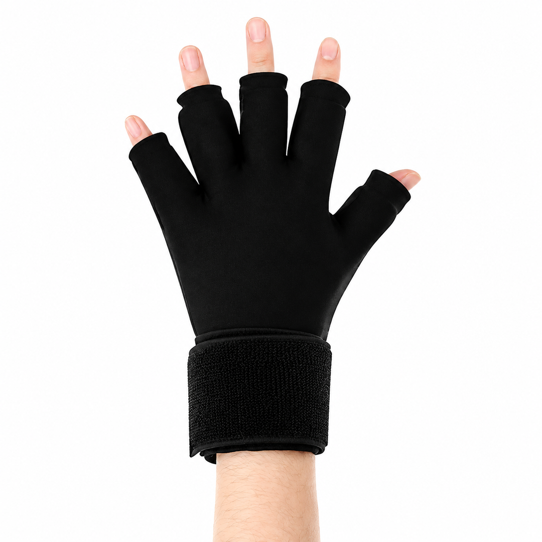 Premium Hot & Cold Therapy Gloves Reusable Gel Hand Wrist Compression Gloves Arthritis Relief Carpal Tunnel Tendon Support Adjustable Open Finger Design