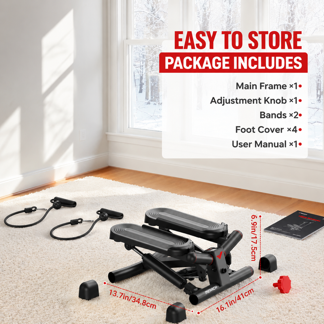 Premium Hydraulic Mini Twist Stepper Compact Stair Stepper with LCD Display Quiet Resistance Home Fitness Machine Legs Glutes Core Workout Portable Cardio Trainer