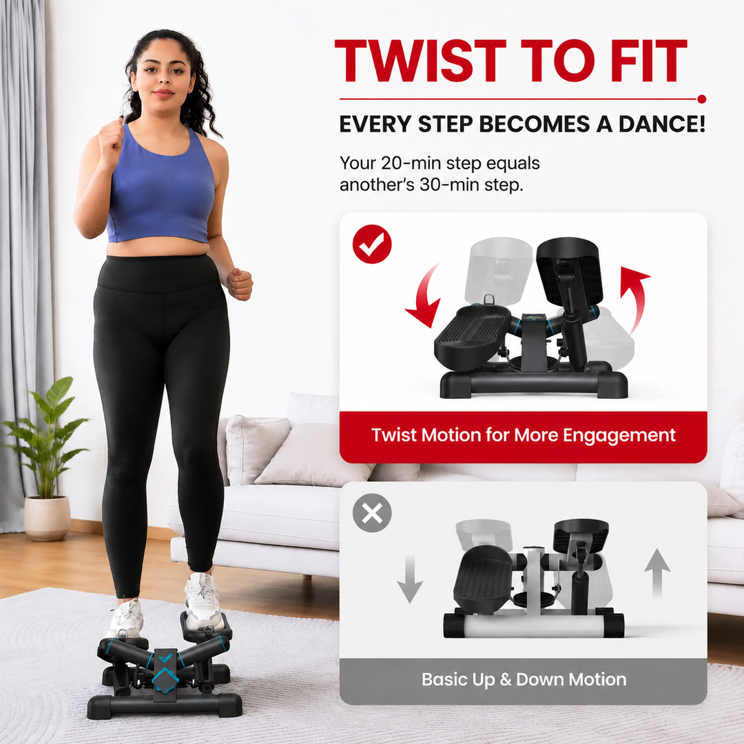 Premium Hydraulic Mini Twist Stepper Compact Stair Stepper with LCD Display Quiet Resistance Home Fitness Machine Legs Glutes Core Workout Portable Cardio Trainer