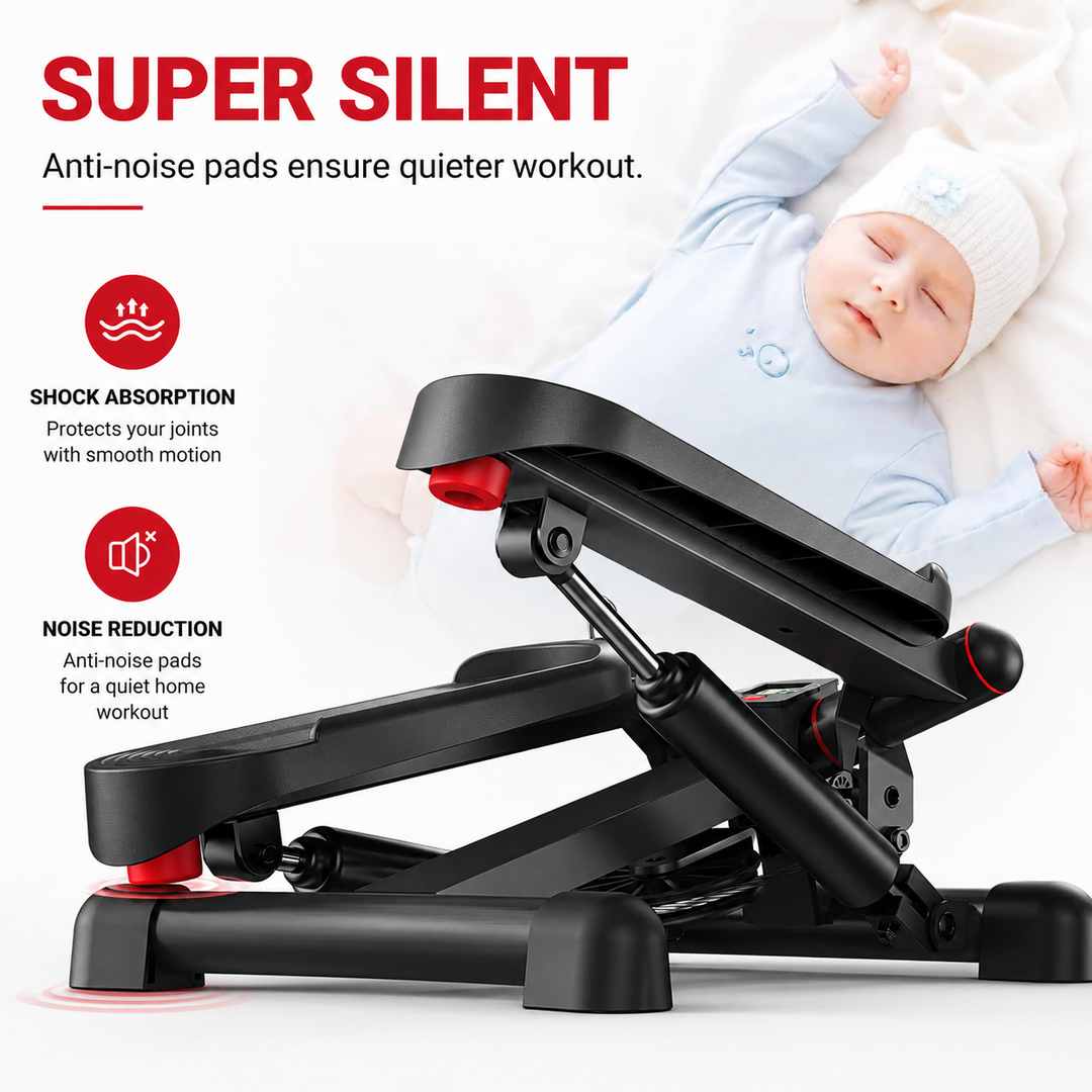 Premium Hydraulic Mini Twist Stepper Compact Stair Stepper with LCD Display Quiet Resistance Home Fitness Machine Legs Glutes Core Workout Portable Cardio Trainer