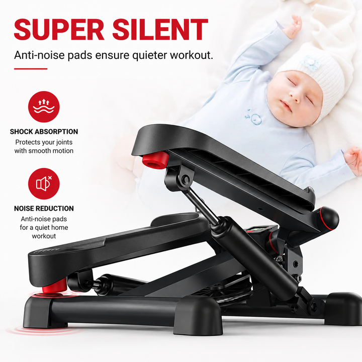 Premium Hydraulic Mini Twist Stepper Compact Stair Stepper with LCD Display Quiet Resistance Home Fitness Machine Legs Glutes Core Workout Portable Cardio Trainer