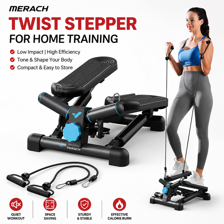 Premium Hydraulic Mini Twist Stepper Compact Stair Stepper with LCD Display Quiet Resistance Home Fitness Machine Legs Glutes Core Workout Portable Cardio Trainer