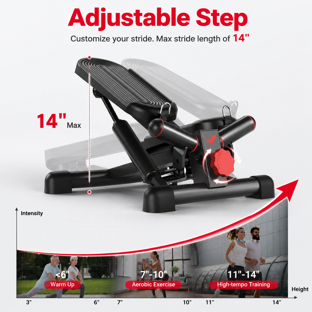 Premium Hydraulic Mini Twist Stepper Compact Stair Stepper with LCD Display Quiet Resistance Home Fitness Machine Legs Glutes Core Workout Portable Cardio Trainer