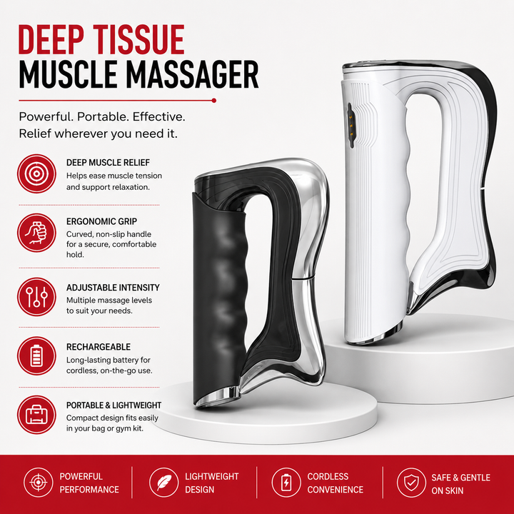 Premium Hyperblade Fascia Massager Microcurrent Vibration Therapy Deep Tissue Muscle Recovery Pain Relief Circulation Booster Portable Rechargeable Device Home Use