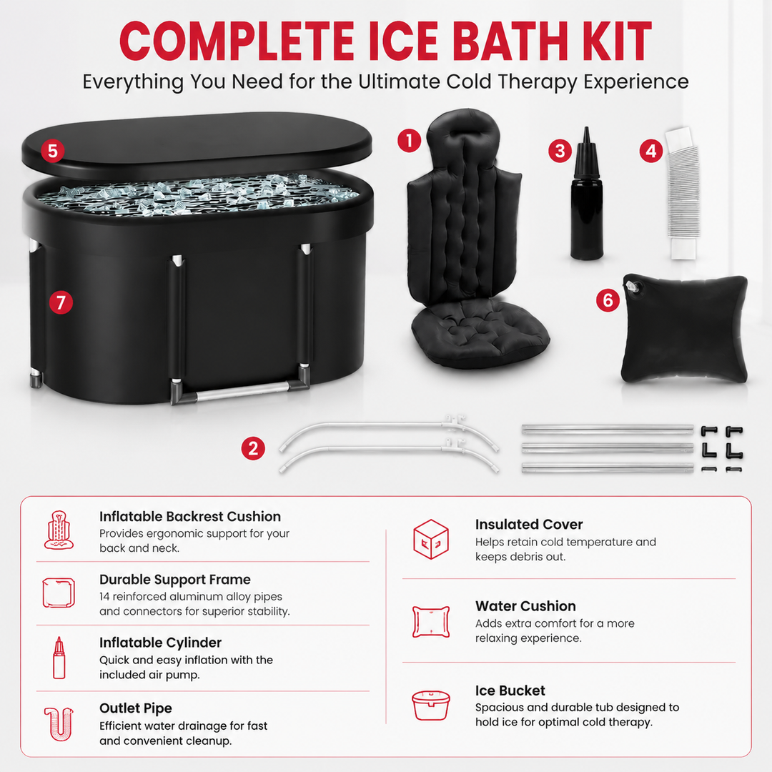 Premium Ice Bath Tub Foldable Cold Plunge Tub for Adults Portable Recovery Bath Home Outdoor Post Workout Muscle Recovery Wellness Therapy