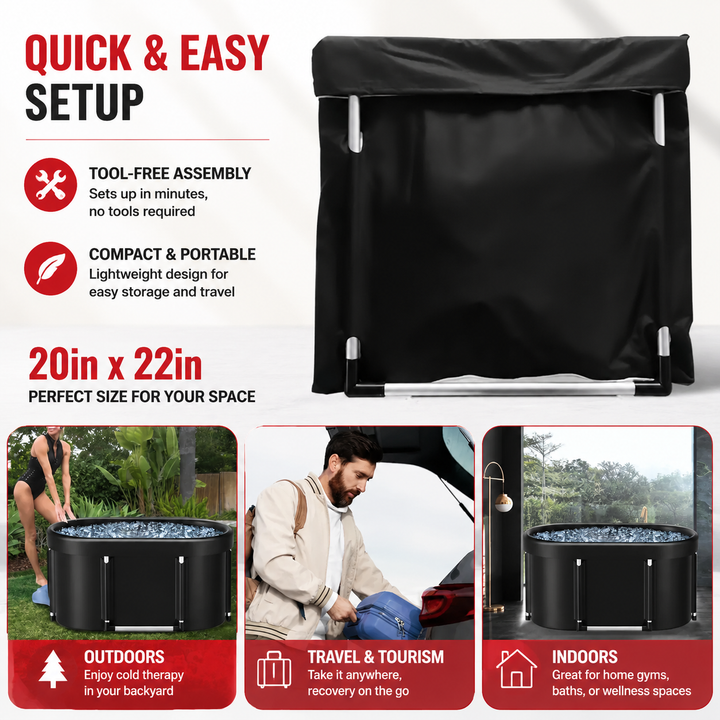 Premium Ice Bath Tub Foldable Cold Plunge Tub for Adults Portable Recovery Bath Home Outdoor Post Workout Muscle Recovery Wellness Therapy