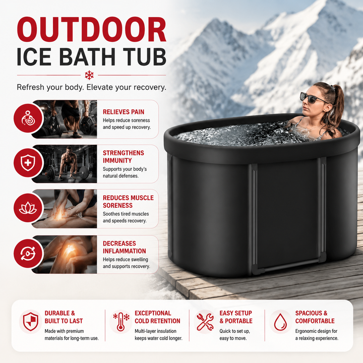 Premium Ice Bath Tub Foldable Cold Plunge Tub for Adults Portable Recovery Bath Home Outdoor Post Workout Muscle Recovery Wellness Therapy