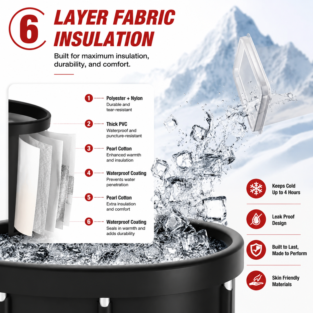 Premium Ice Bath Tub Foldable Cold Plunge Tub for Adults Portable Recovery Bath Home Outdoor Post Workout Muscle Recovery Wellness Therapy
