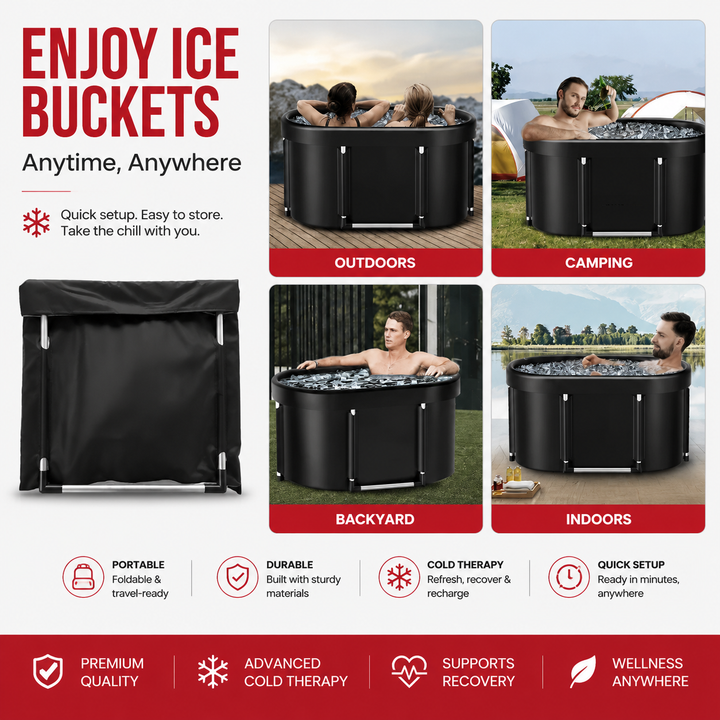 Premium Ice Bath Tub Foldable Cold Plunge Tub for Adults Portable Recovery Bath Home Outdoor Post Workout Muscle Recovery Wellness Therapy