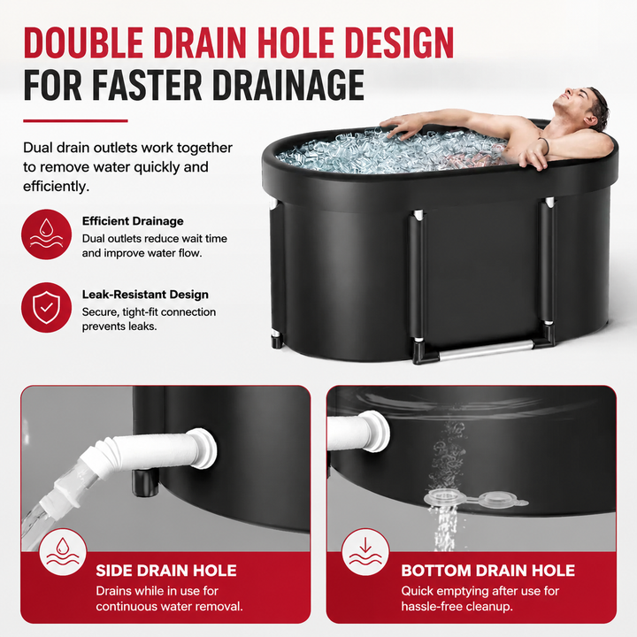 Premium Ice Bath Tub Foldable Cold Plunge Tub for Adults Portable Recovery Bath Home Outdoor Post Workout Muscle Recovery Wellness Therapy