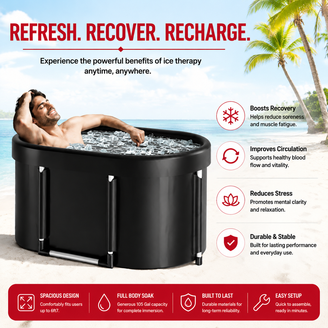 Premium Ice Bath Tub Foldable Cold Plunge Tub for Adults Portable Recovery Bath Home Outdoor Post Workout Muscle Recovery Wellness Therapy