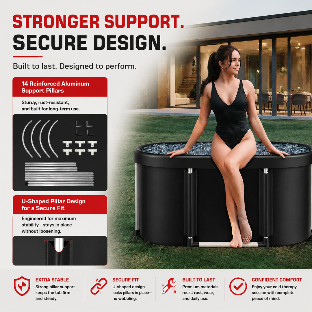 Premium Ice Bath Tub Foldable Cold Plunge Tub for Adults Portable Recovery Bath Home Outdoor Post Workout Muscle Recovery Wellness Therapy