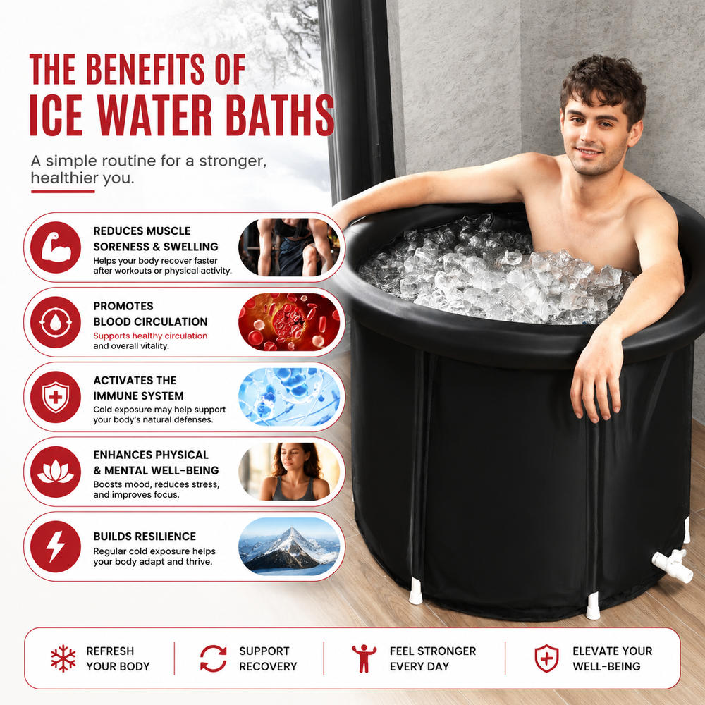 Premium Ice Bath Tub Portable Cold Plunge Tub for Adults 3-Layer Insulation Cover Carry Bag Recovery Muscle Therapy Home Gym Outdoor Wellness