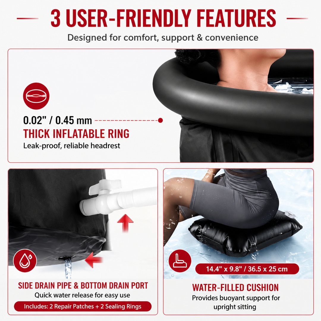 Premium Ice Bath Tub Portable Cold Plunge Tub for Adults 3-Layer Insulation Cover Carry Bag Recovery Muscle Therapy Home Gym Outdoor Wellness