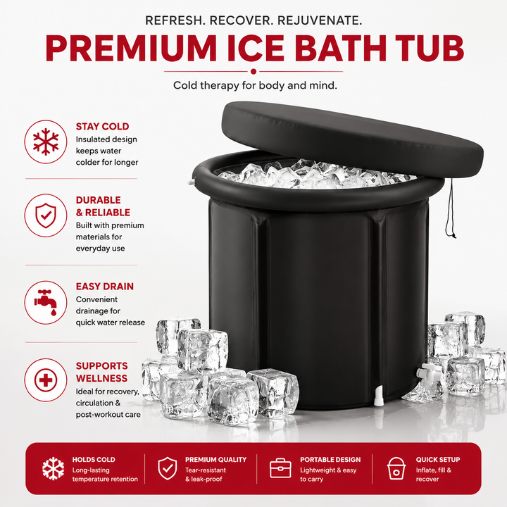 Premium Ice Bath Tub Portable Cold Plunge Tub for Adults 3-Layer Insulation Cover Carry Bag Recovery Muscle Therapy Home Gym Outdoor Wellness