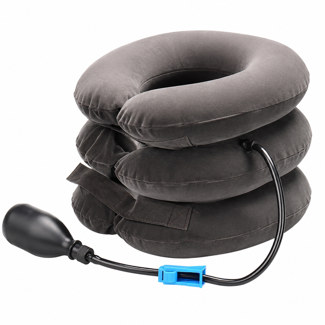 Premium Inflatable Neck Support Collar Pillow Cervical Traction Adjustable Air Neck Brace Posture Support Pain Relief Cushion Portable Travel Neck Relaxer