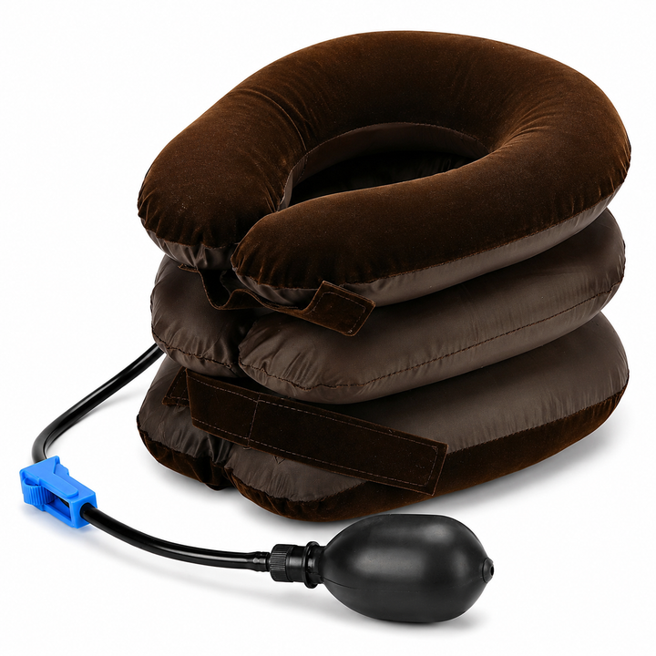 Premium Inflatable Neck Support Collar Pillow Cervical Traction Adjustable Air Neck Brace Posture Support Pain Relief Cushion Portable Travel Neck Relaxer