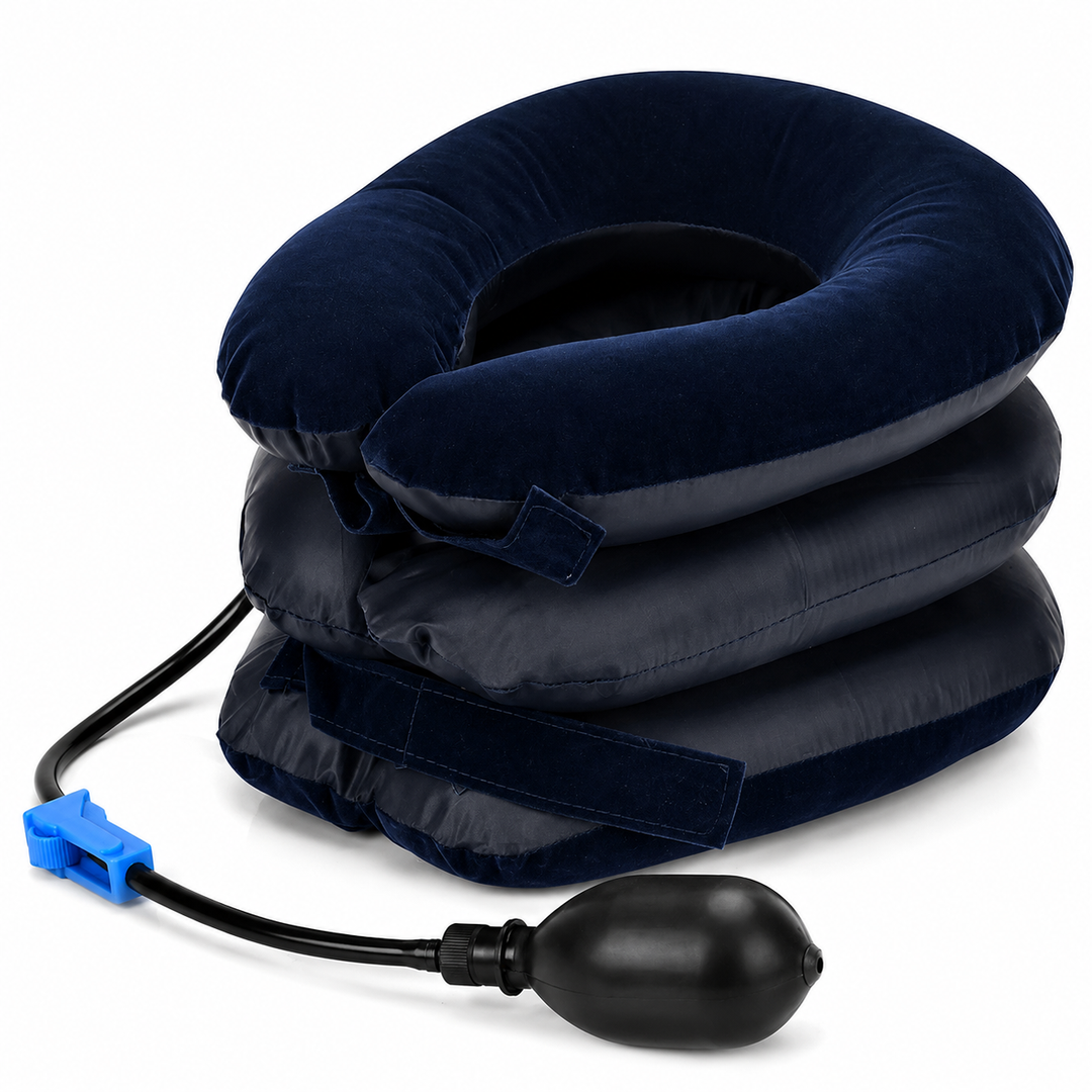 Premium Inflatable Neck Support Collar Pillow Cervical Traction Adjustable Air Neck Brace Posture Support Pain Relief Cushion Portable Travel Neck Relaxer