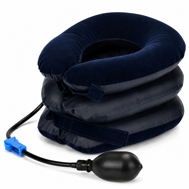 Premium Inflatable Neck Support Collar Pillow Cervical Traction Adjustable Air Neck Brace Posture Support Pain Relief Cushion Portable Travel Neck Relaxer