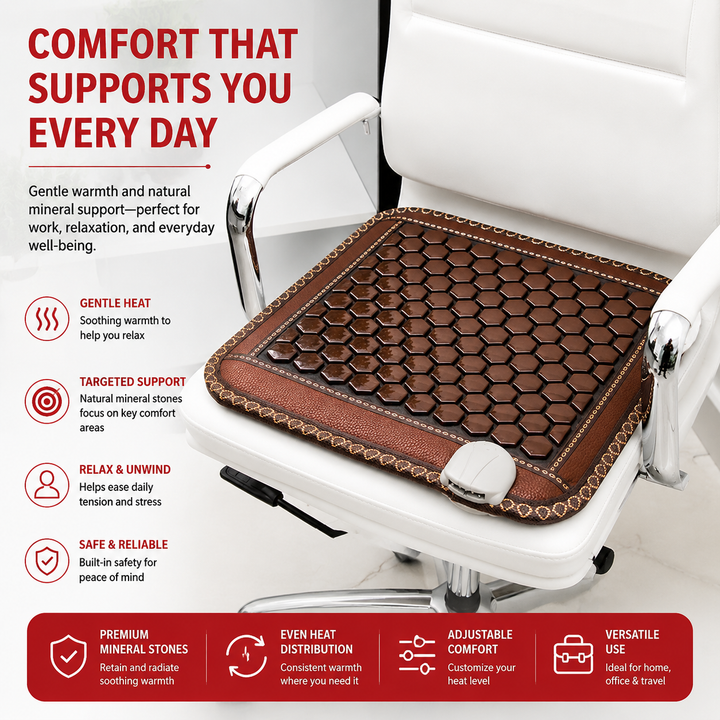 Premium Infrared Heating Pad Jade Tourmaline Heated Seat Cushion 8 Heat Levels Electric Therapy Pad Back Shoulder Muscle Pain Relief Home Comfort