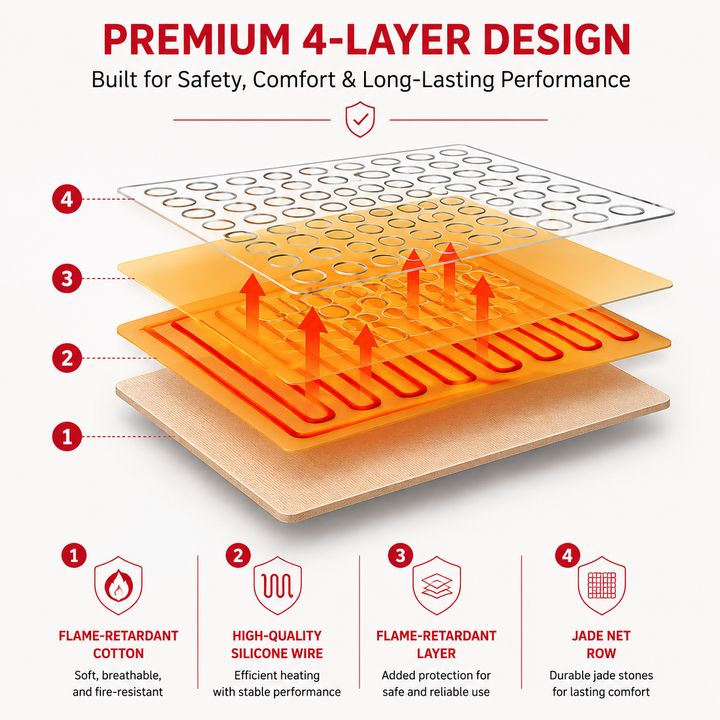 Premium Infrared Heating Pad Jade Tourmaline Heated Seat Cushion 8 Heat Levels Electric Therapy Pad Back Shoulder Muscle Pain Relief Home Comfort