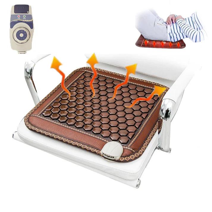 Premium Infrared Heating Pad Jade Tourmaline Heated Seat Cushion 8 Heat Levels Electric Therapy Pad Back Shoulder Muscle Pain Relief Home Comfort