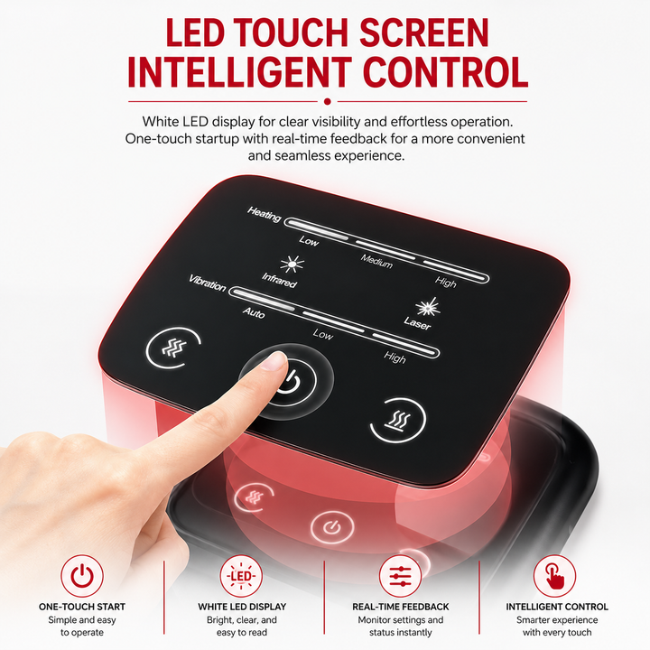 Premium Infrared Knee Massager Heat Vibration Therapy Cordless Rechargeable Knee Comfort Device LED Touch Control Portable Knee Relaxation Support