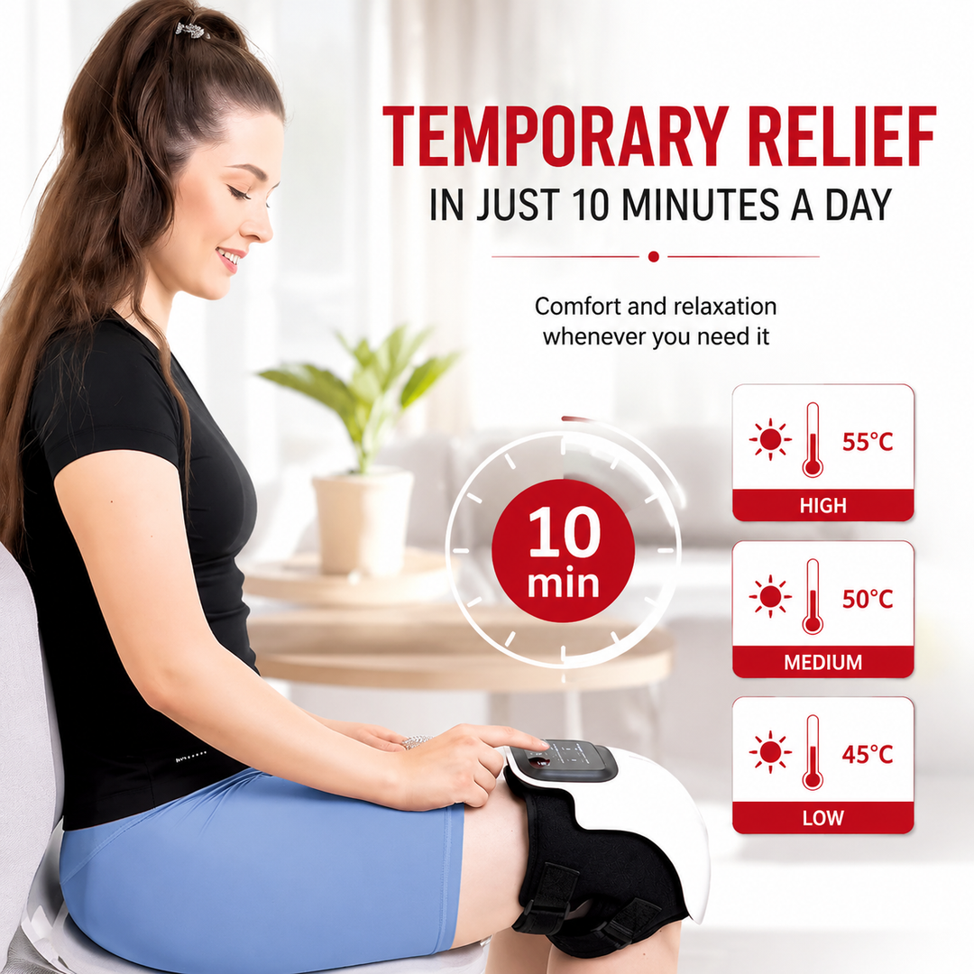 Premium Infrared Knee Massager Heat Vibration Therapy Cordless Rechargeable Knee Comfort Device LED Touch Control Portable Knee Relaxation Support