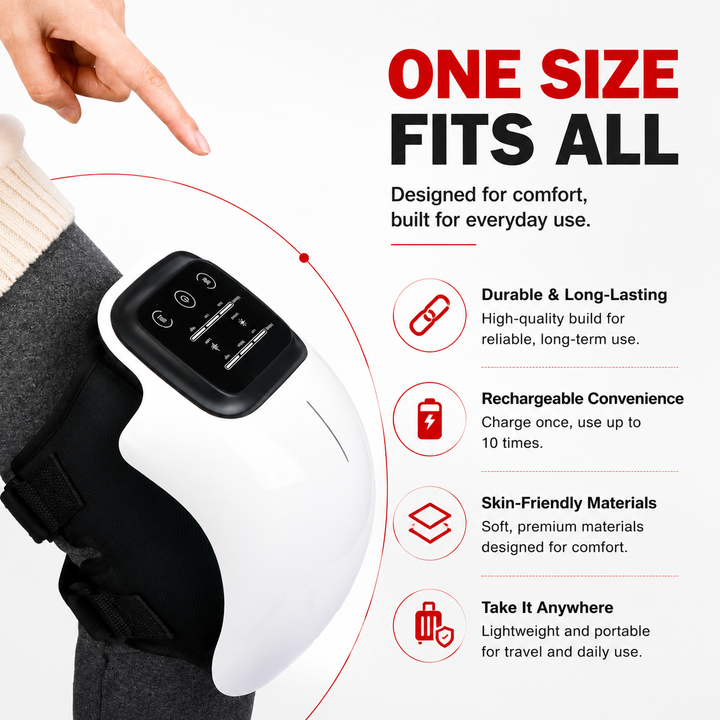 Premium Infrared Knee Massager Heat Vibration Therapy Cordless Rechargeable Knee Comfort Device LED Touch Control Portable Knee Relaxation Support