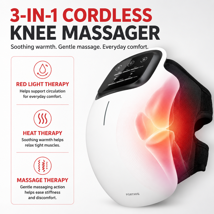 Premium Infrared Knee Massager Heat Vibration Therapy Cordless Rechargeable Knee Comfort Device LED Touch Control Portable Knee Relaxation Support