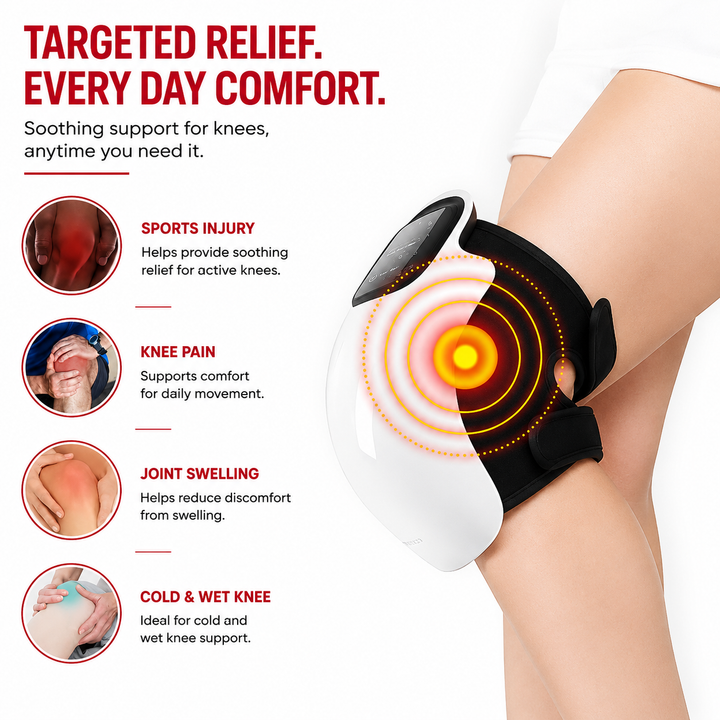Premium Infrared Knee Massager Heat Vibration Therapy Cordless Rechargeable Knee Comfort Device LED Touch Control Portable Knee Relaxation Support