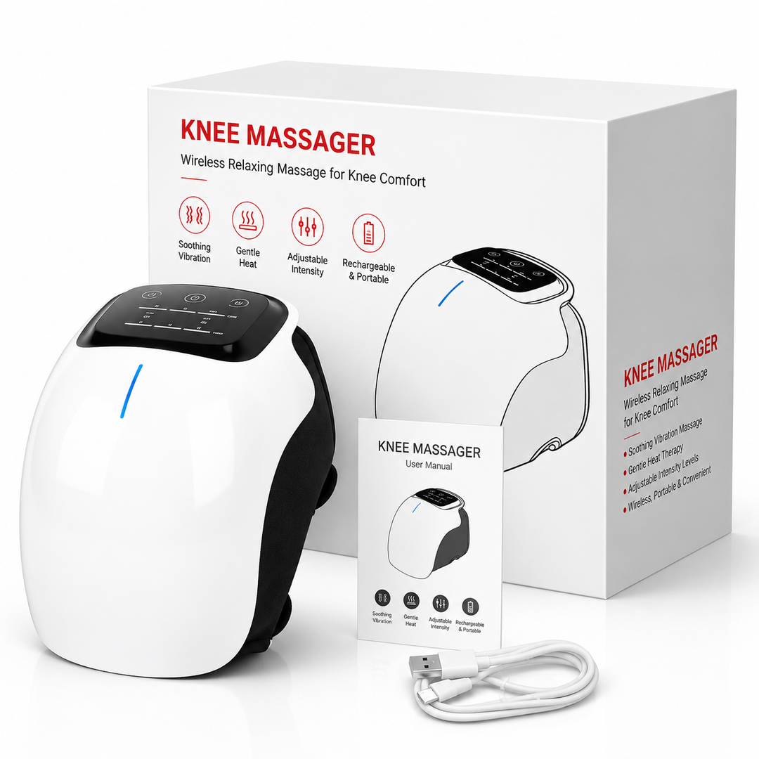 Premium Infrared Knee Massager Heat Vibration Therapy Cordless Rechargeable Knee Comfort Device LED Touch Control Portable Knee Relaxation Support