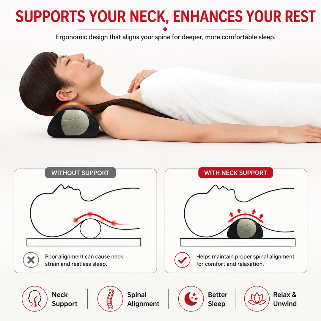 Premium Infrared Neck Heating Pad Jade Tourmaline Heated Neck Pillow Adjustable Heat Neck Pain Stiffness Relief Electric Neck Warm Therapy Device
