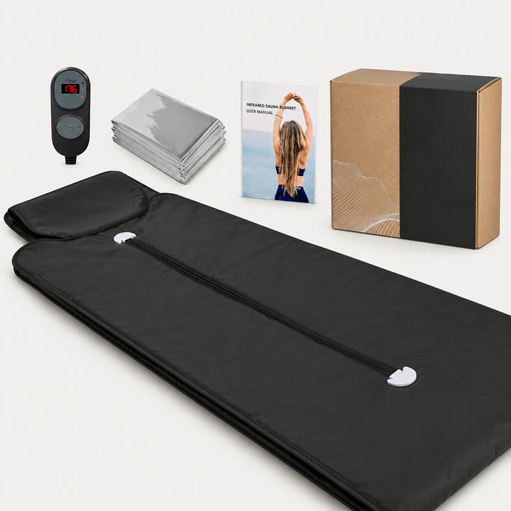 Premium Infrared Sauna Blanket Portable Far Infrared Body Wrap 6 Heat Levels Arm Zippers Auto Shut-Off Detox Muscle Recovery Home Spa Relaxation