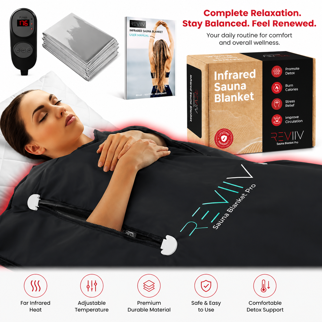 Premium Infrared Sauna Blanket Portable Far Infrared Body Wrap 6 Heat Levels Arm Zippers Auto Shut-Off Detox Muscle Recovery Home Spa Relaxation