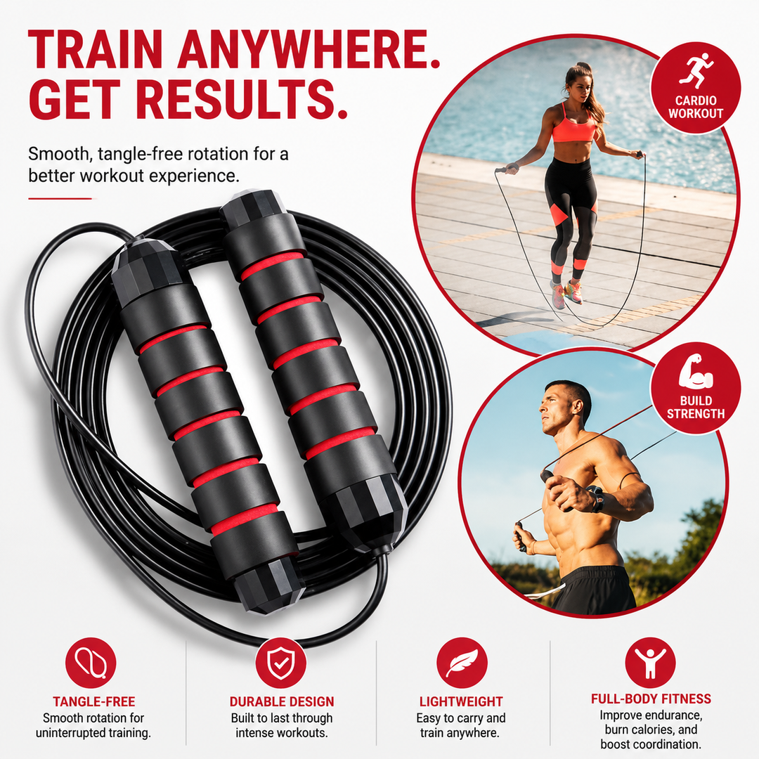 Premium Jump Rope Adjustable Speed Cable 3M Ball Bearing Tangle Free Steel Wire PVC Fitness Skipping Rope Cardio Boxing Cross Training Home Gym Workout Rope