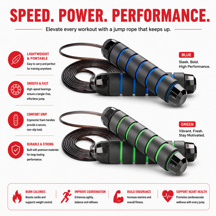 Premium Jump Rope Adjustable Speed Cable 3M Ball Bearing Tangle Free Steel Wire PVC Fitness Skipping Rope Cardio Boxing Cross Training Home Gym Workout Rope