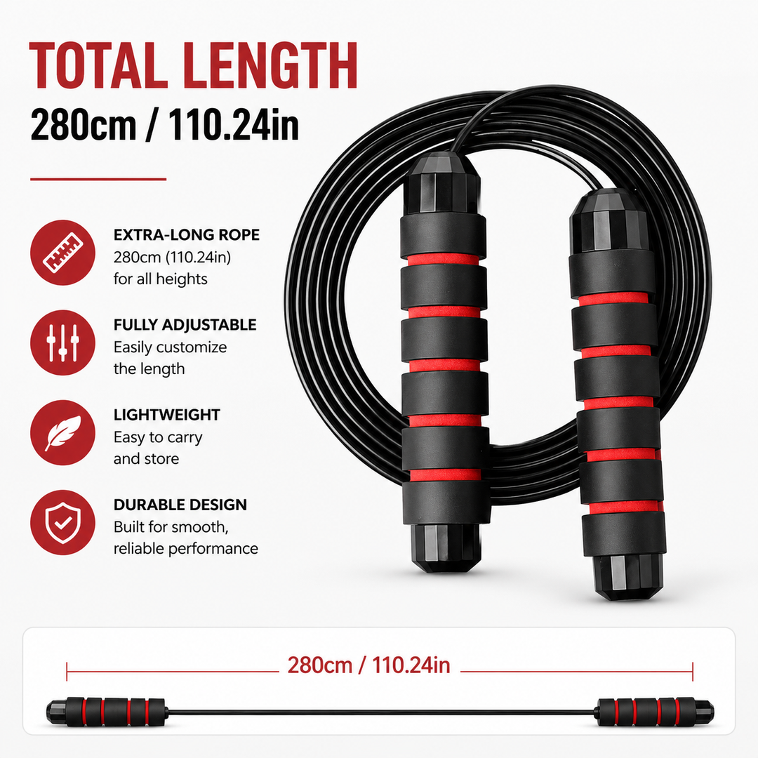 Premium Jump Rope Adjustable Speed Cable 3M Ball Bearing Tangle Free Steel Wire PVC Fitness Skipping Rope Cardio Boxing Cross Training Home Gym Workout Rope