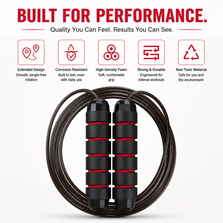 Premium Jump Rope Adjustable Speed Cable 3M Ball Bearing Tangle Free Steel Wire PVC Fitness Skipping Rope Cardio Boxing Cross Training Home Gym Workout Rope