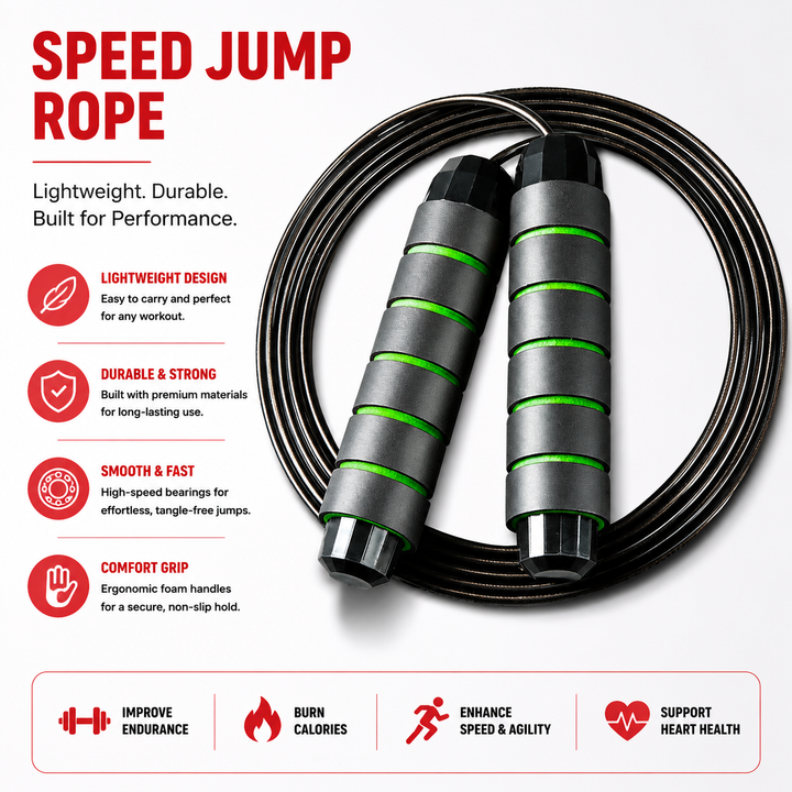 Premium Jump Rope Adjustable Speed Cable 3M Ball Bearing Tangle Free Steel Wire PVC Fitness Skipping Rope Cardio Boxing Cross Training Home Gym Workout Rope