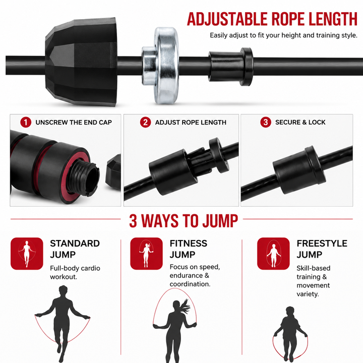 Premium Jump Rope Adjustable Speed Cable 3M Ball Bearing Tangle Free Steel Wire PVC Fitness Skipping Rope Cardio Boxing Cross Training Home Gym Workout Rope