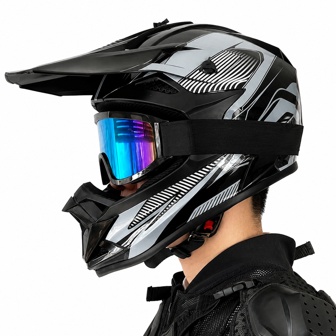 Premium Kids Off-Road Full Face Helmet Motocross ATV Mountain Bike Safety Helmet Lightweight ABS Protective Gear Unisex Toddler 1–2 Years Free Gift